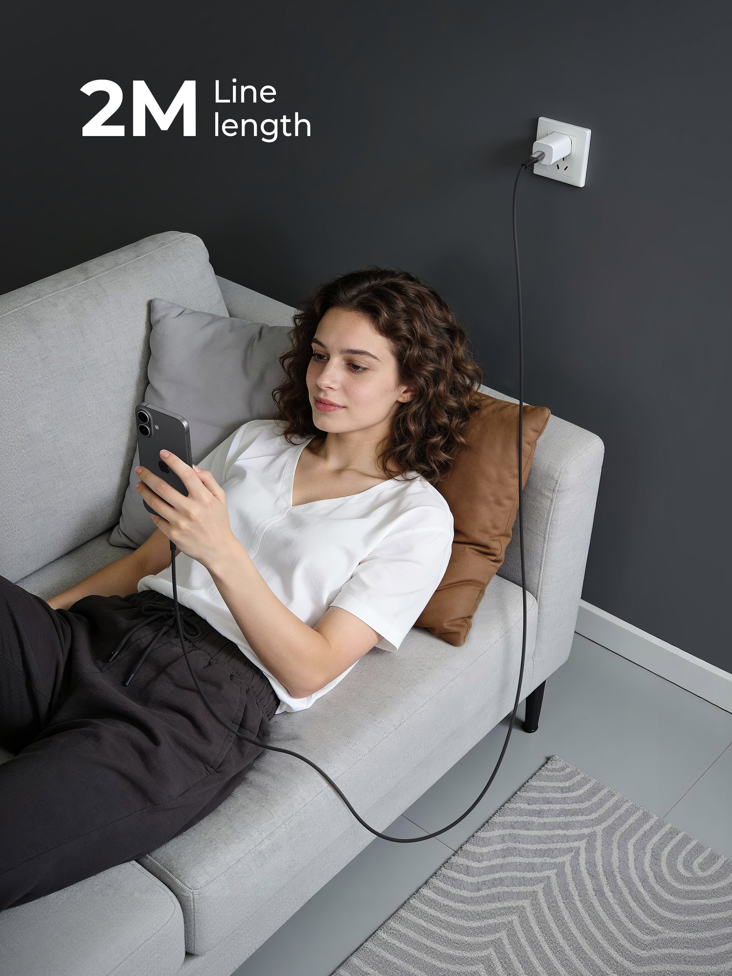 Aukey CB-DCC244 Impulse 240W 2m Fast Charging Fast Data Transfer DTY Braided USB-C to USB-C Cable with Built in LCD Display