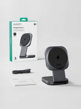 Load image into Gallery viewer, Aukey LC-MC211 MagFusion L 2-in-1 Foldable Qi2 Magnetic Fast Wireless Charging Station for iPhone &amp; Airpods
