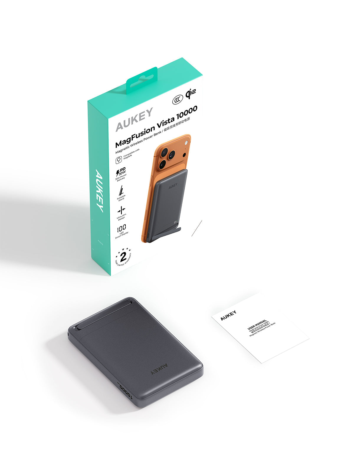 [3C | CCC Certified] Aukey PB-MS16 MagFusion Vista Qi2 10000mAh 30W Magnetic Wireless Fast Charging Power Bank