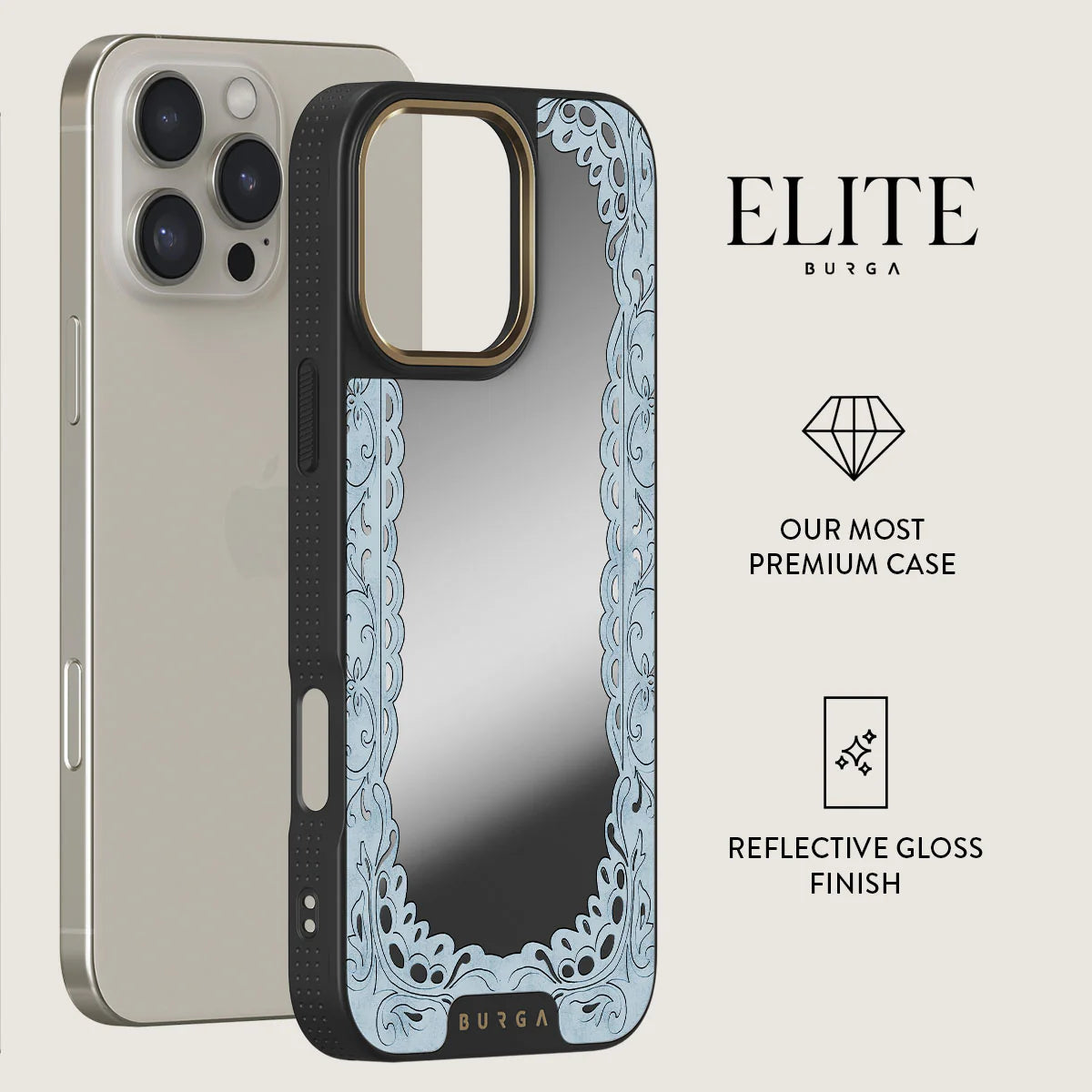 BURGA iPhone 16 Pro Max / 15 Pro Max Looking Glass Elite Mirror Gold Tough MagSafe Case