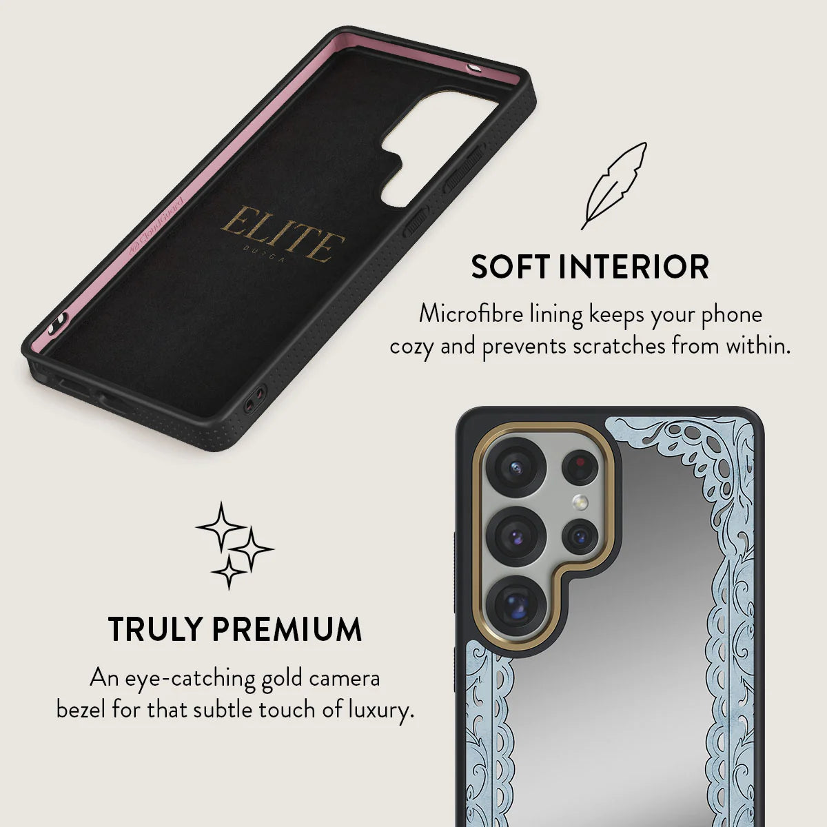 BURGA Samsung Galaxy S25 Ultra Looking Glass Elite Mirror Gold Tough MagSafe Case