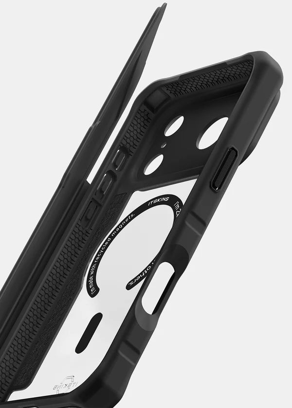ITSKINS iPhone 18 / 17 Pro Hybrid R MagFolio (MagSafe Compatible) - Black and Transparent