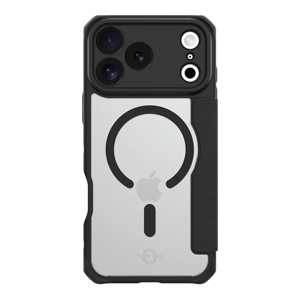 ITSKINS iPhone 17 Pro / 17 Pro Max Hybrid R MagFolio (MagSafe Compatible) - Black and Transparent