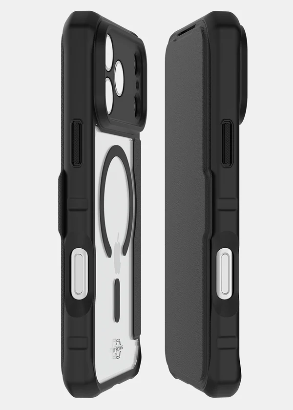 ITSKINS iPhone 17 Pro / 17 Pro Max Hybrid R MagFolio (MagSafe Compatible) - Black and Transparent
