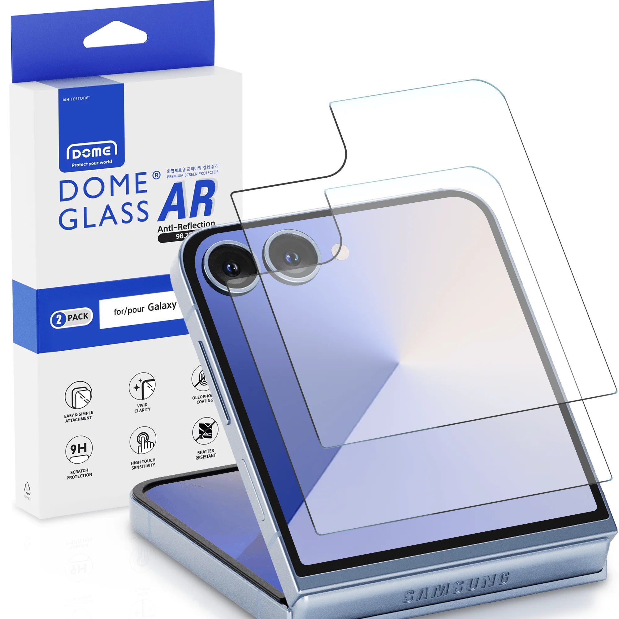 Whitestone AR Clear Glass for Z Flip 7 2pcs Pack