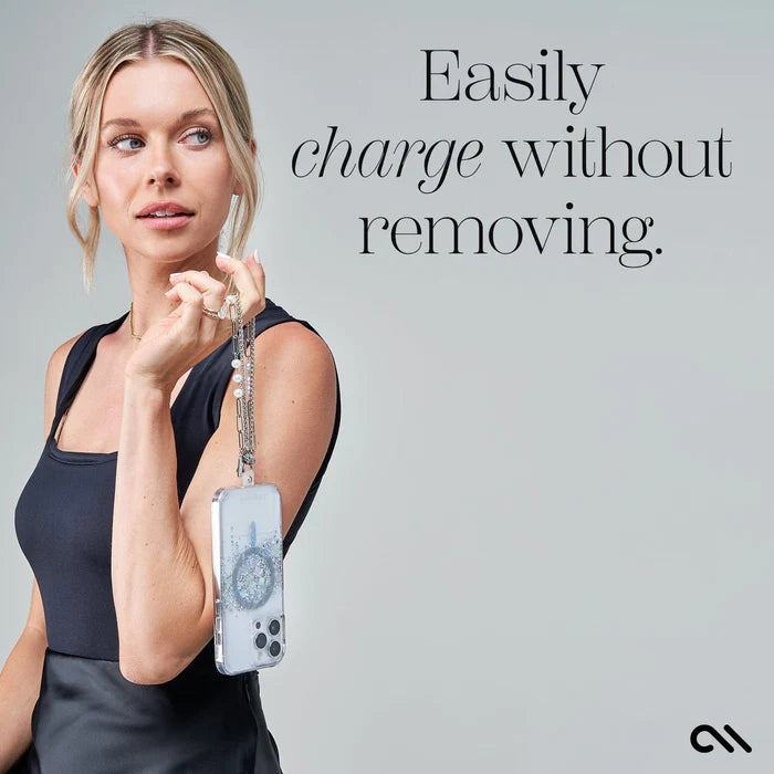 Case-Mate Phone Charm - Linked Chain Silver Pearl