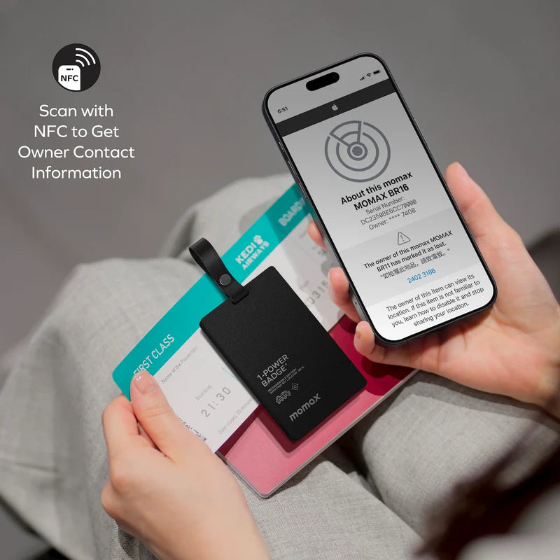 Momax BR16 1-Power Badge+ Rechargeable Battery with Find My Locator