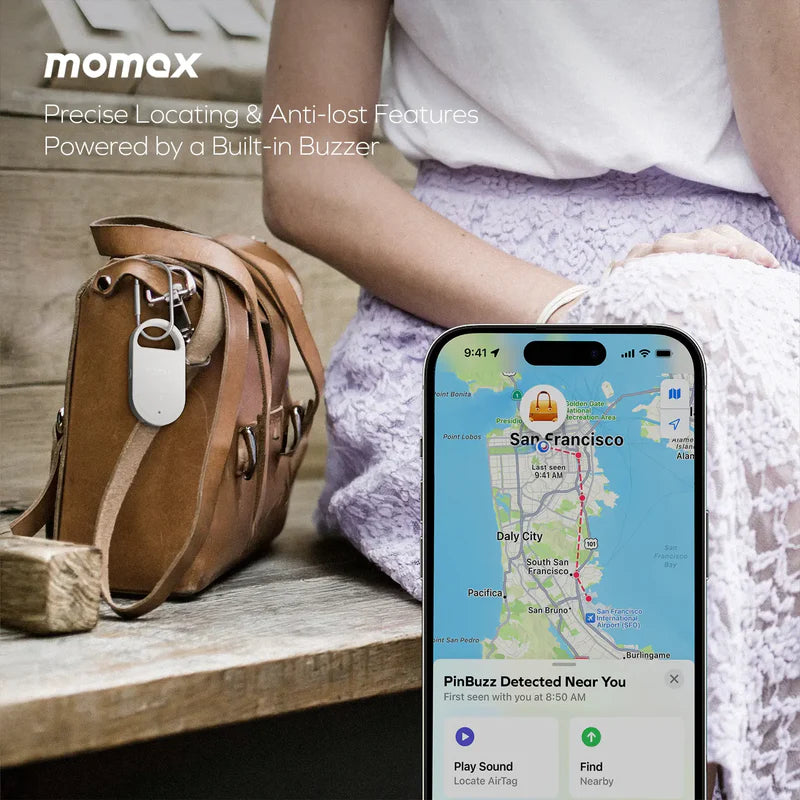 Momax BR17 PinBuzz Rechargeable Anti-Theft Personal Alarm With Find My Locator