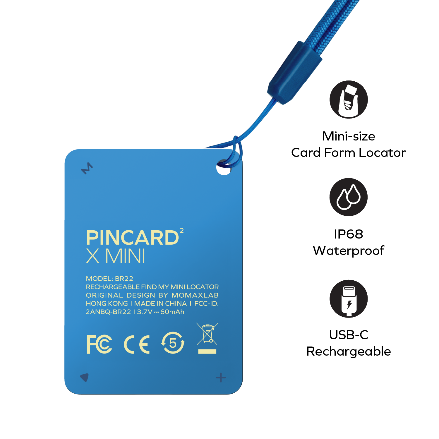 Momax BR22 Pincard2 X Mini works with Apple Find My/Find Hub