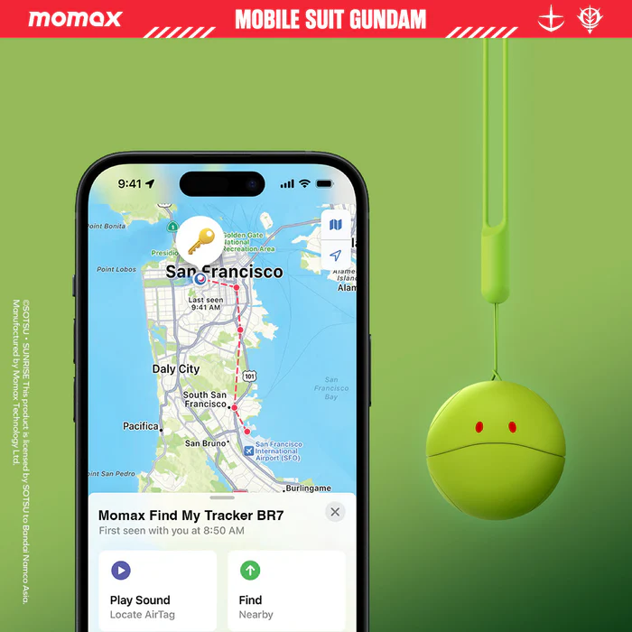 [Mobile Suit Gundam - Limited Edition] Momax BR7 Pinpop Find My Locator - Haro Green