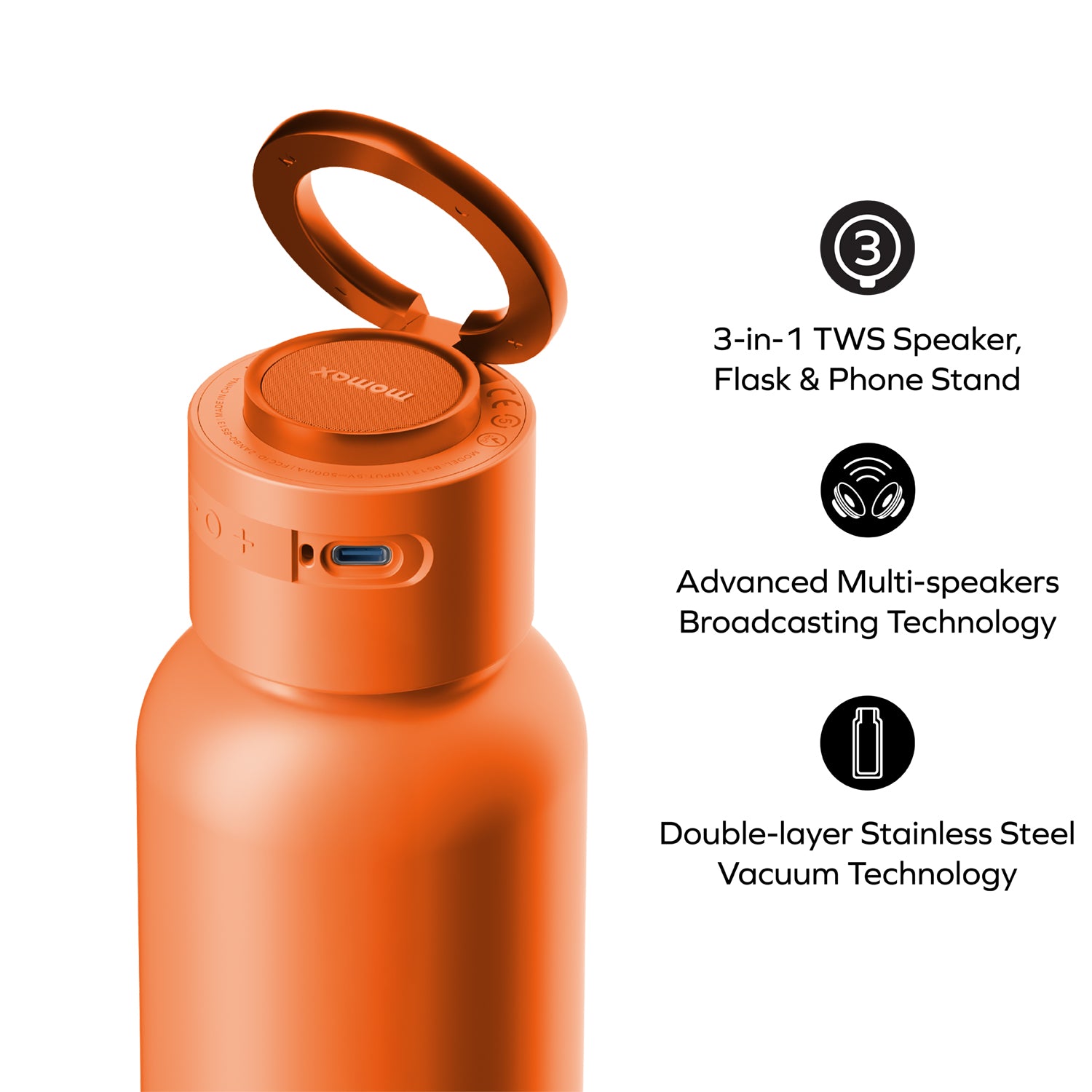 Momax BS13 1-Vibe Bottle Magnetic Wireless Speaker Flask