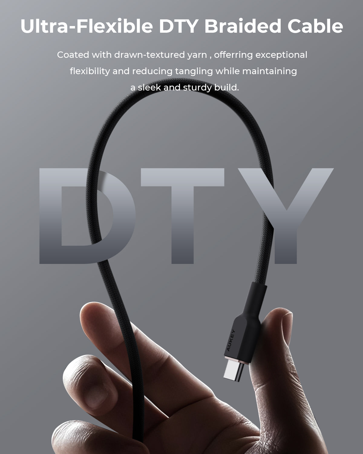 Aukey CB-DAC03 15W Circlet AC 1m DTY Braided Fast Charging Fast Data Transfer USB-A to USB-C Cable