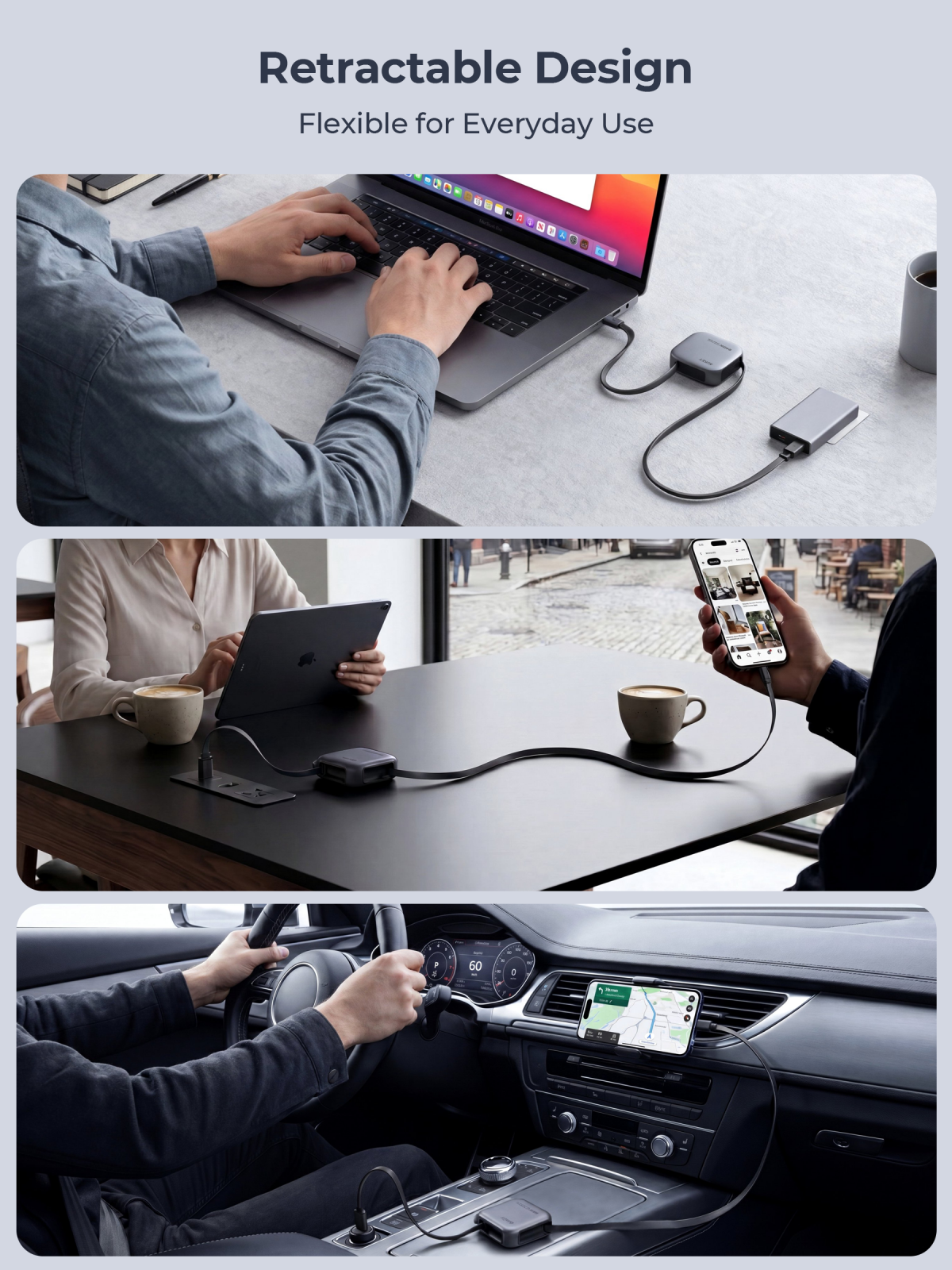Aukey CB-DCC143 Circlet Reel 140W 0.9m DTY Braided USB-C to USB-C Retractable Cable