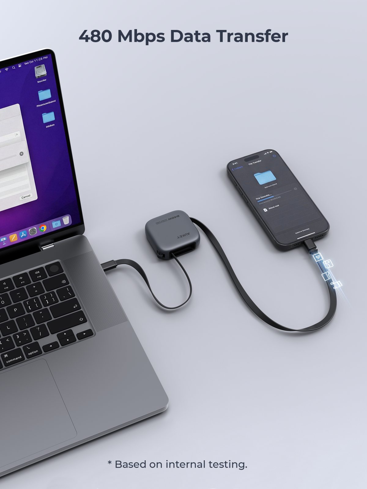 Aukey CB-DCC247 Circlet Reel 240W 0.9m DTY Braided USB-C to USB-C Retractable Cable