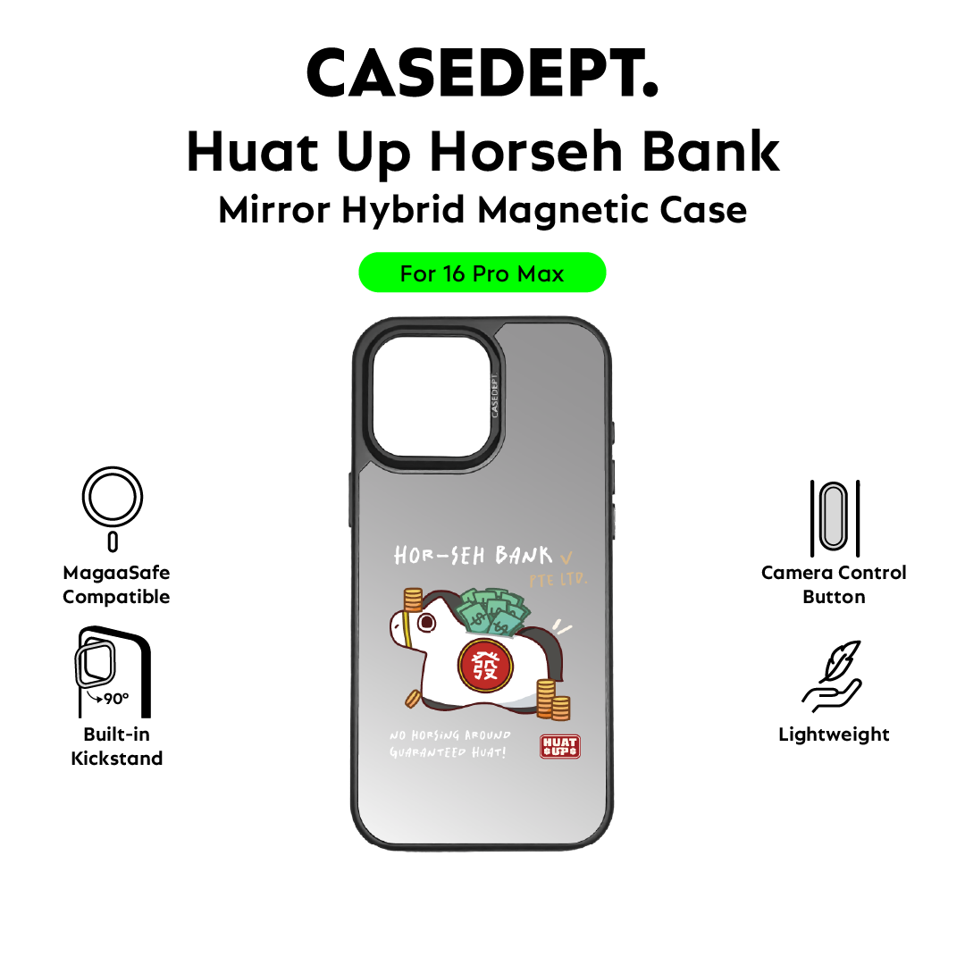CaseDept. iPhone 16 Pro Max Mirror Case - Black Huat Up Horseh Bank