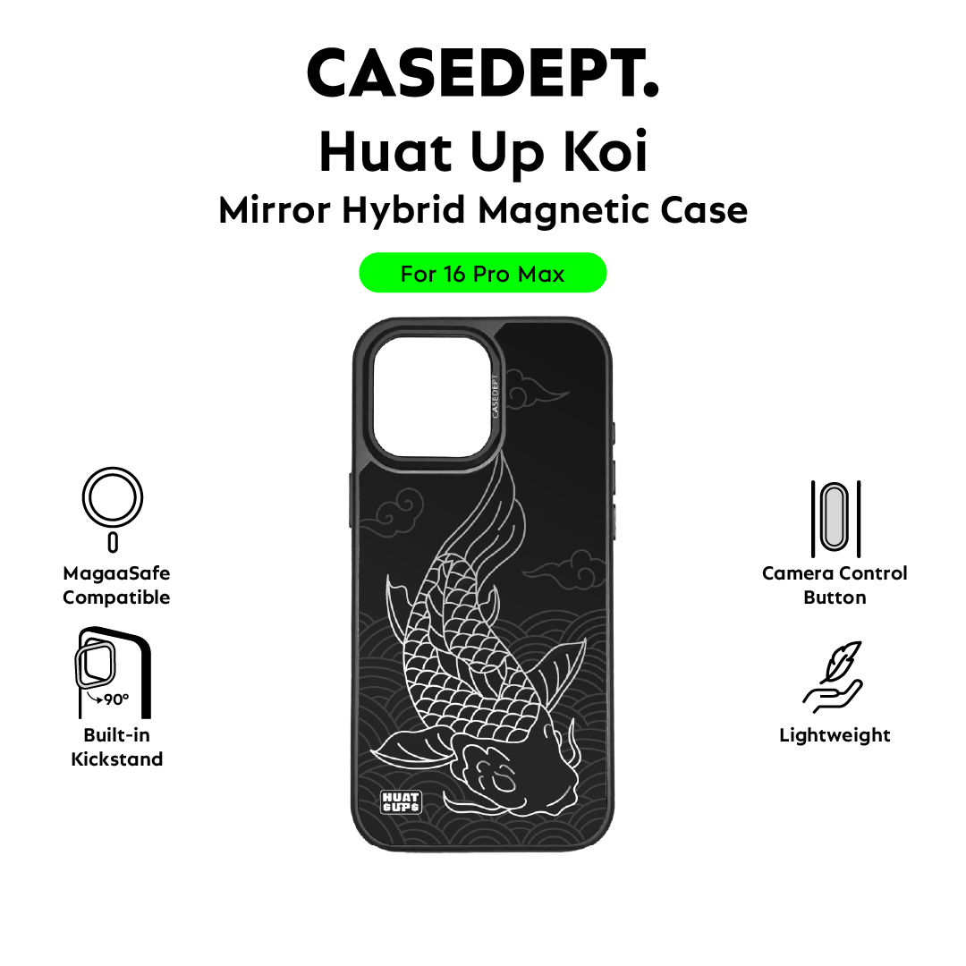 CaseDept. iPhone 16 Pro Max Mirror Case - Black Huat Up Koi