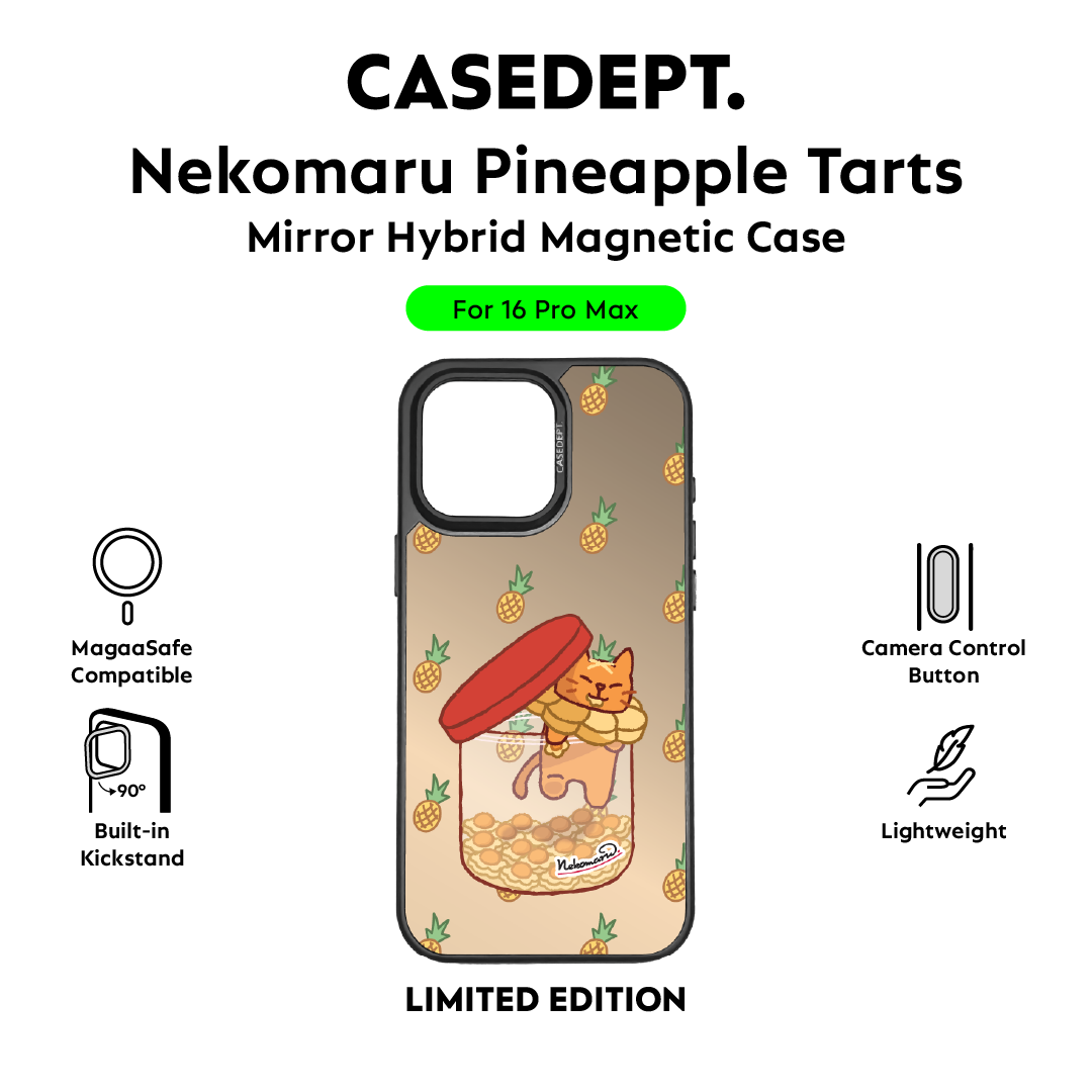 CaseDept. iPhone 16 Pro Max Mirror Case - Black Nekomaru Pineapple Tarts