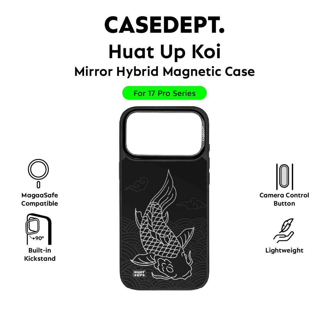 CaseDept. iPhone 17 Pro | 17 Pro Max Mirror Case - Black Huat Up Koi