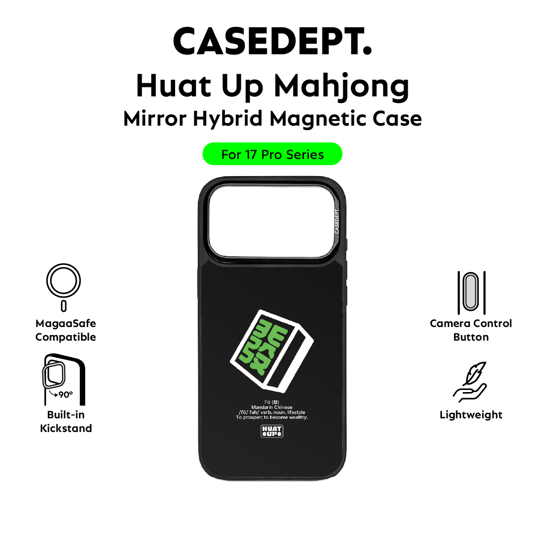 CaseDept. iPhone 17 Pro | 17 Pro Max Mirror Case - Black Huat Up Mahjong Tile Fa