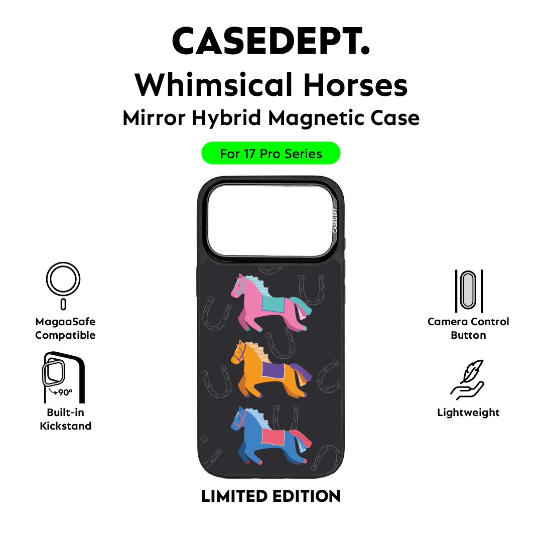 CaseDept. iPhone 17 Pro | 17 Pro Max Matte Mirror Case - Whimsical Horses