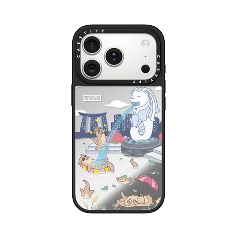 CASETiFY Magsafe Mirror Case for iPhone 17 Series - Anyhow Otter Cityscape Silver On Black