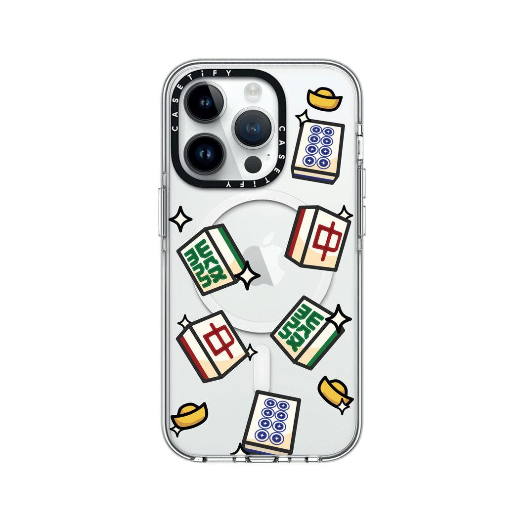 CASETiFY Magsafe Clear Case for iPhone 16 Series - Mahjong Stickers