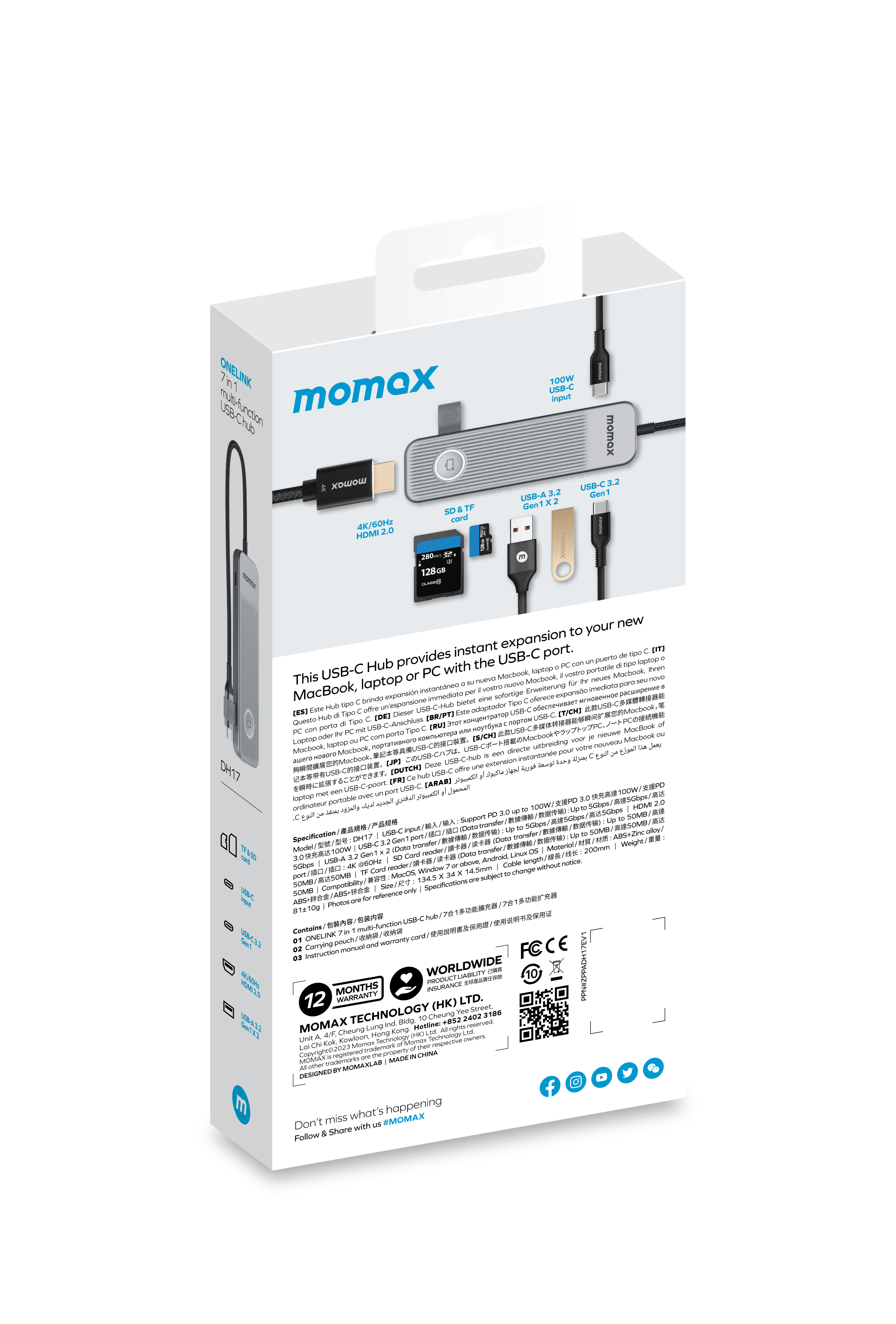 Momax DH17E ONELINK 7-in-1 Multi-Functional USB-C Hub