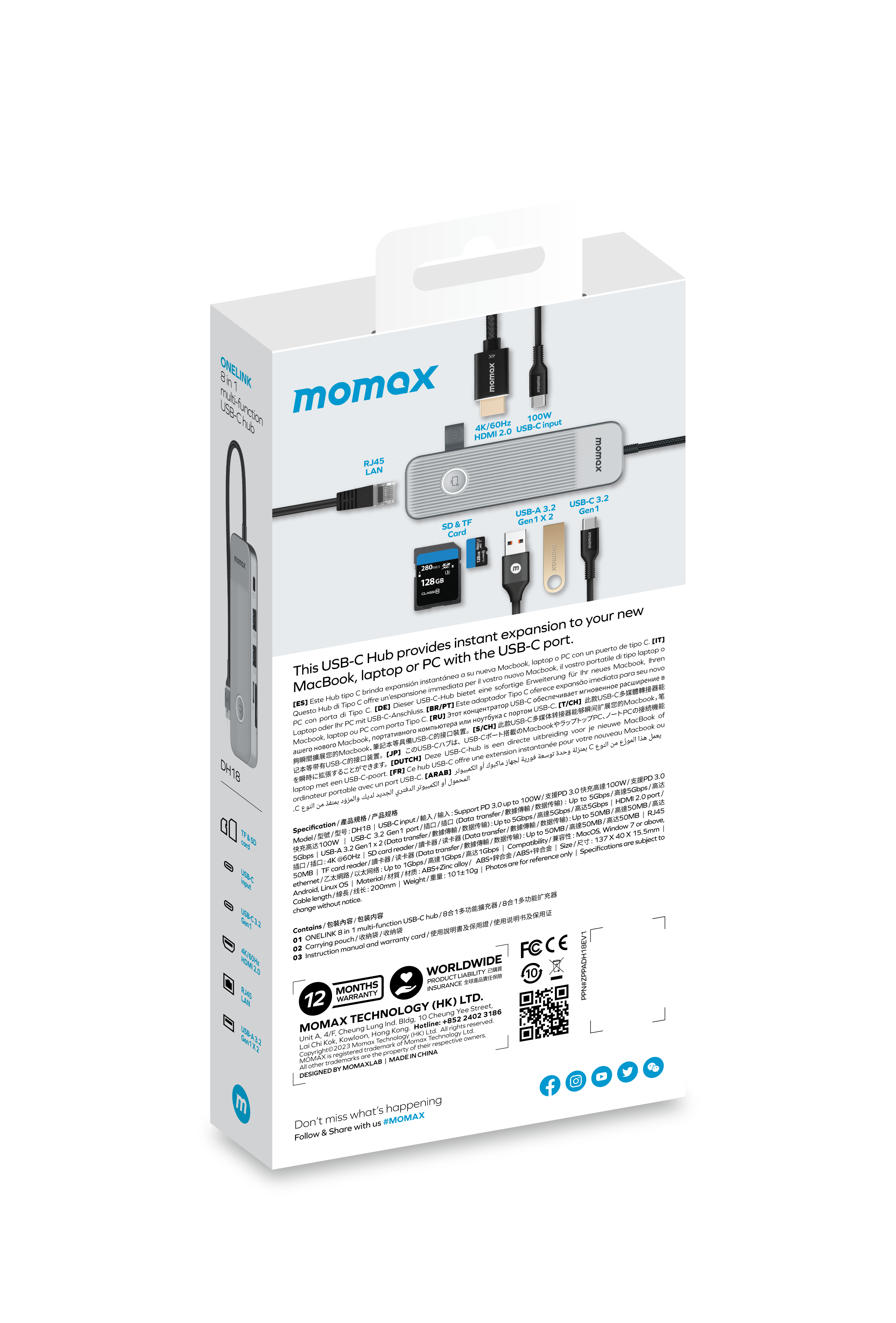 Momax DH18E ONELINK 8-in-1 Multi-Functional USB-C Hub