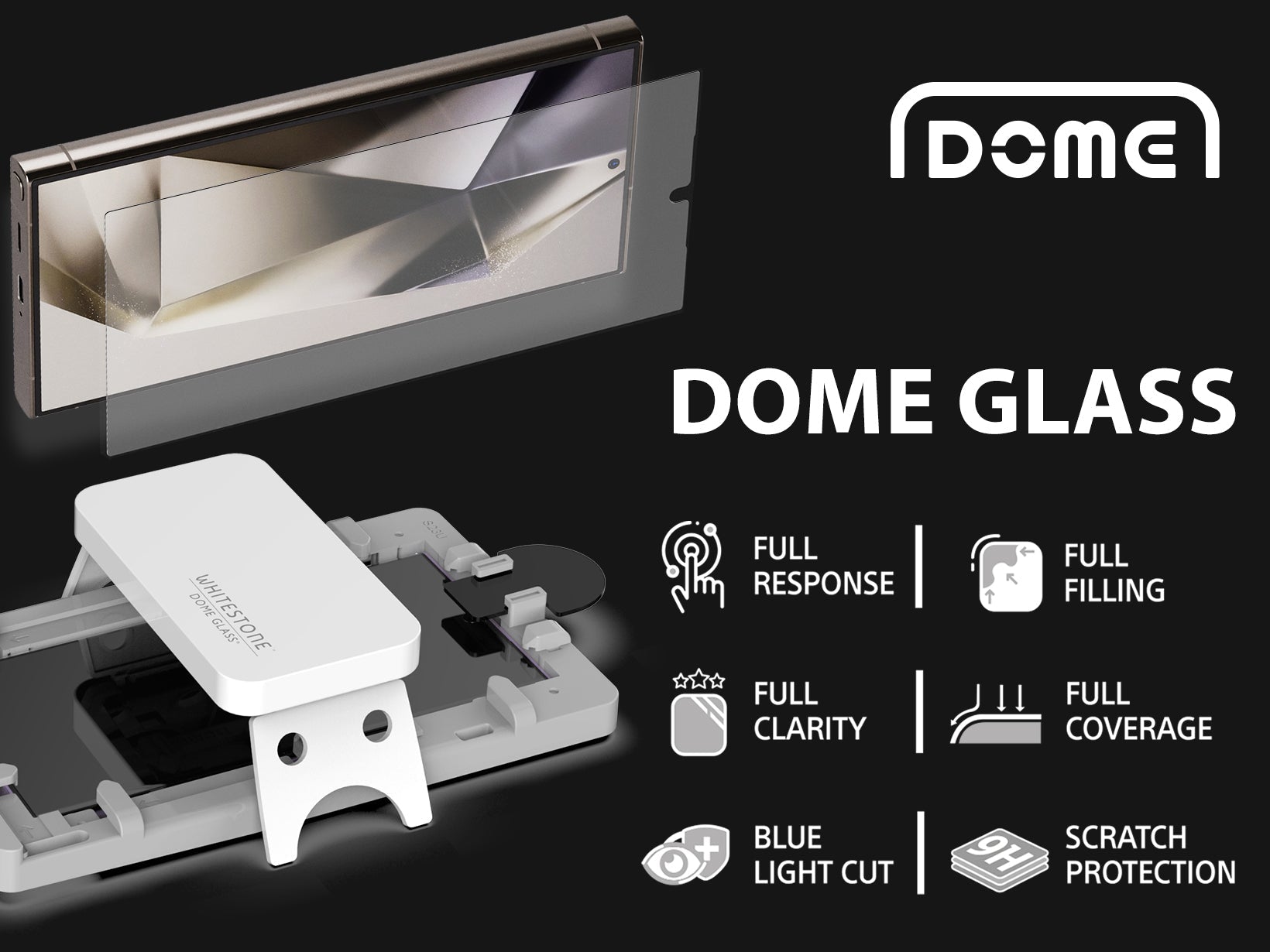 *Pre-Order*Whitestone Dome Glass Samsung Galaxy S24 Ultra Tempered Glass Screen Protector - Liquid Dispersion Tech