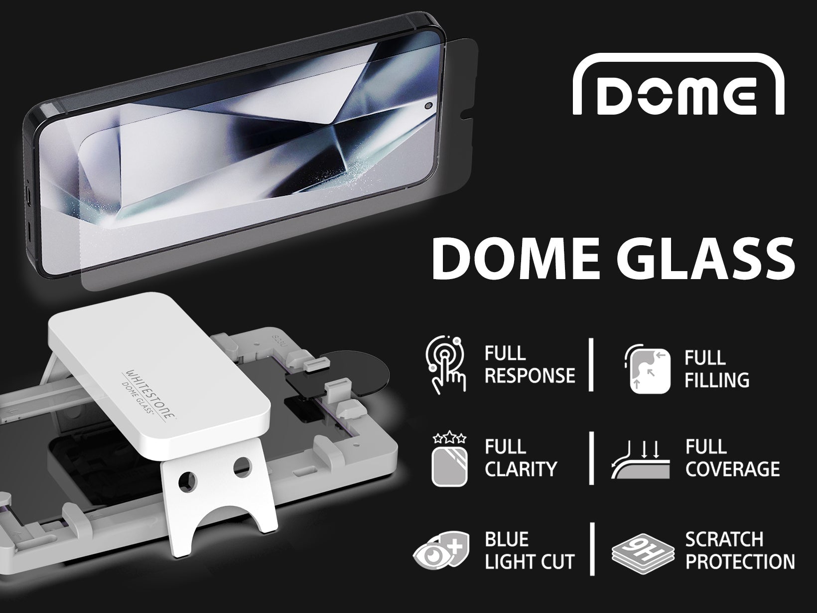 *Pre-Order*Whitestone Dome Glass Samsung Galaxy S24 Plus Tempered Glass Screen Protector - Liquid Dispersion Tech