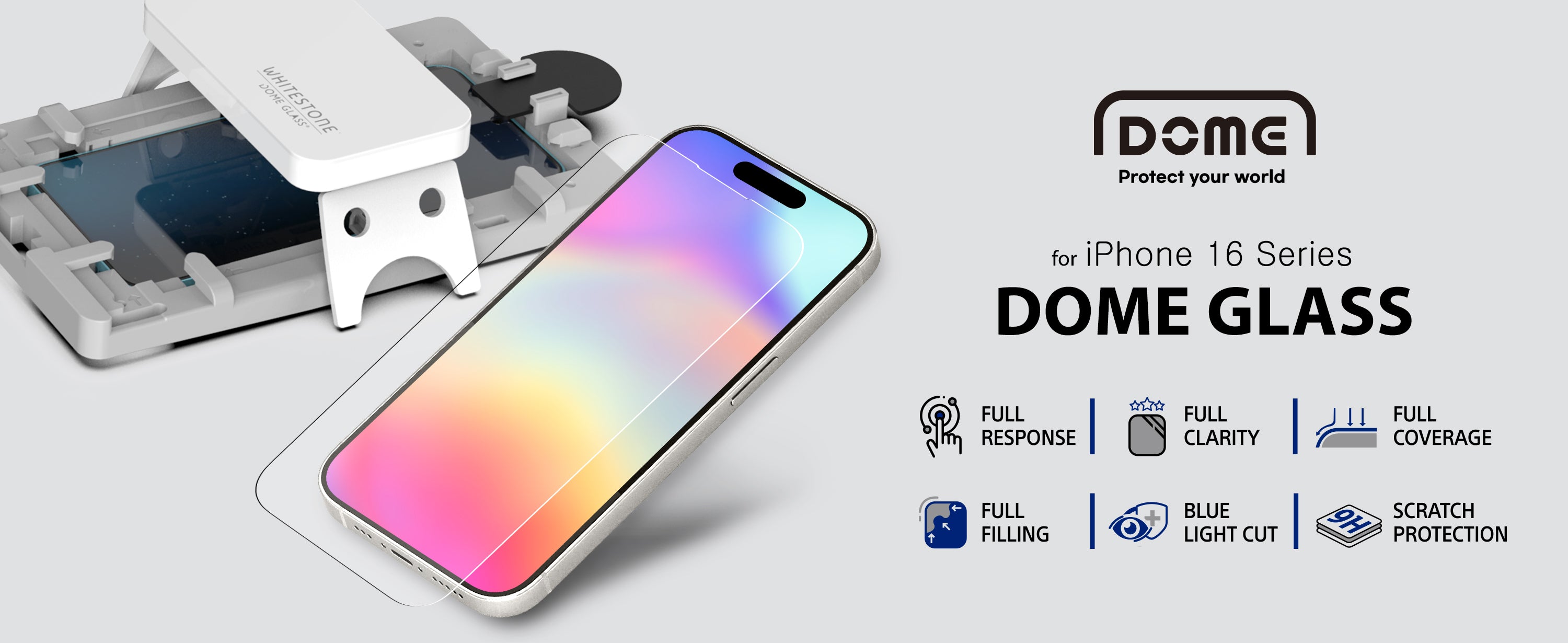 *Pre-Order*Whitestone Dome Glass iPhone 16 Pro Tempered Glass Screen Protector - Liquid Dispersion Tech