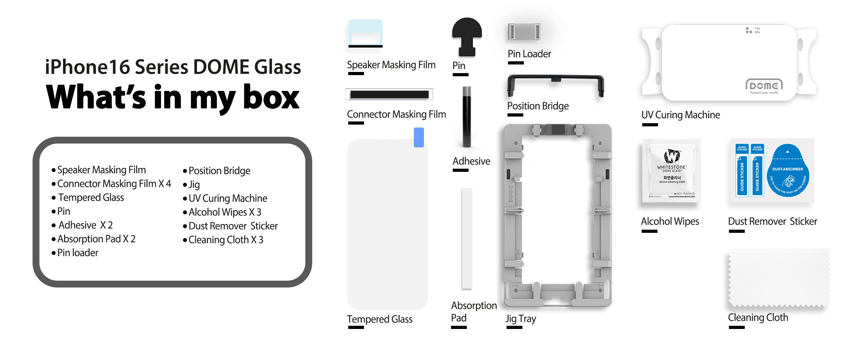 *Pre-Order*Whitestone Dome Glass iPhone 16 Pro Tempered Glass Screen Protector - Liquid Dispersion Tech