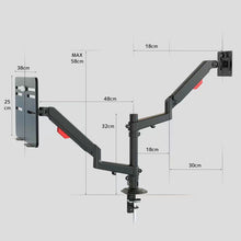 Load image into Gallery viewer, Mono Dsign Multi-Flex Gas Spring Dual Monitor Arm with Laptop Tray
