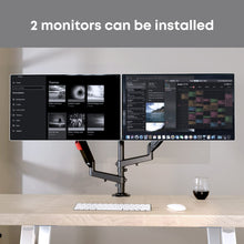 Load image into Gallery viewer, Mono Dsign Multi-Flex Gas Spring Dual Monitor Arm with Laptop Tray
