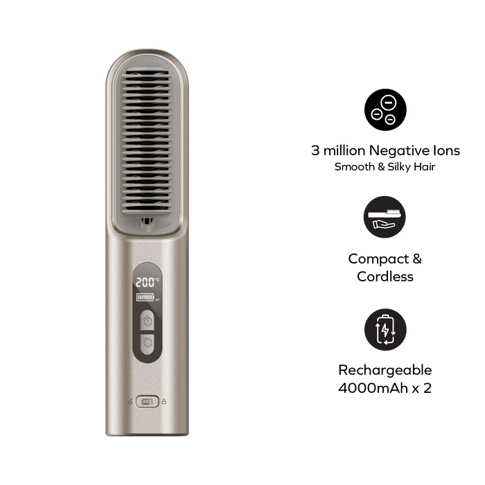Momax HL19 1-Care Sleek Travel Cordless Negative Ion Hair Straightening Brush
