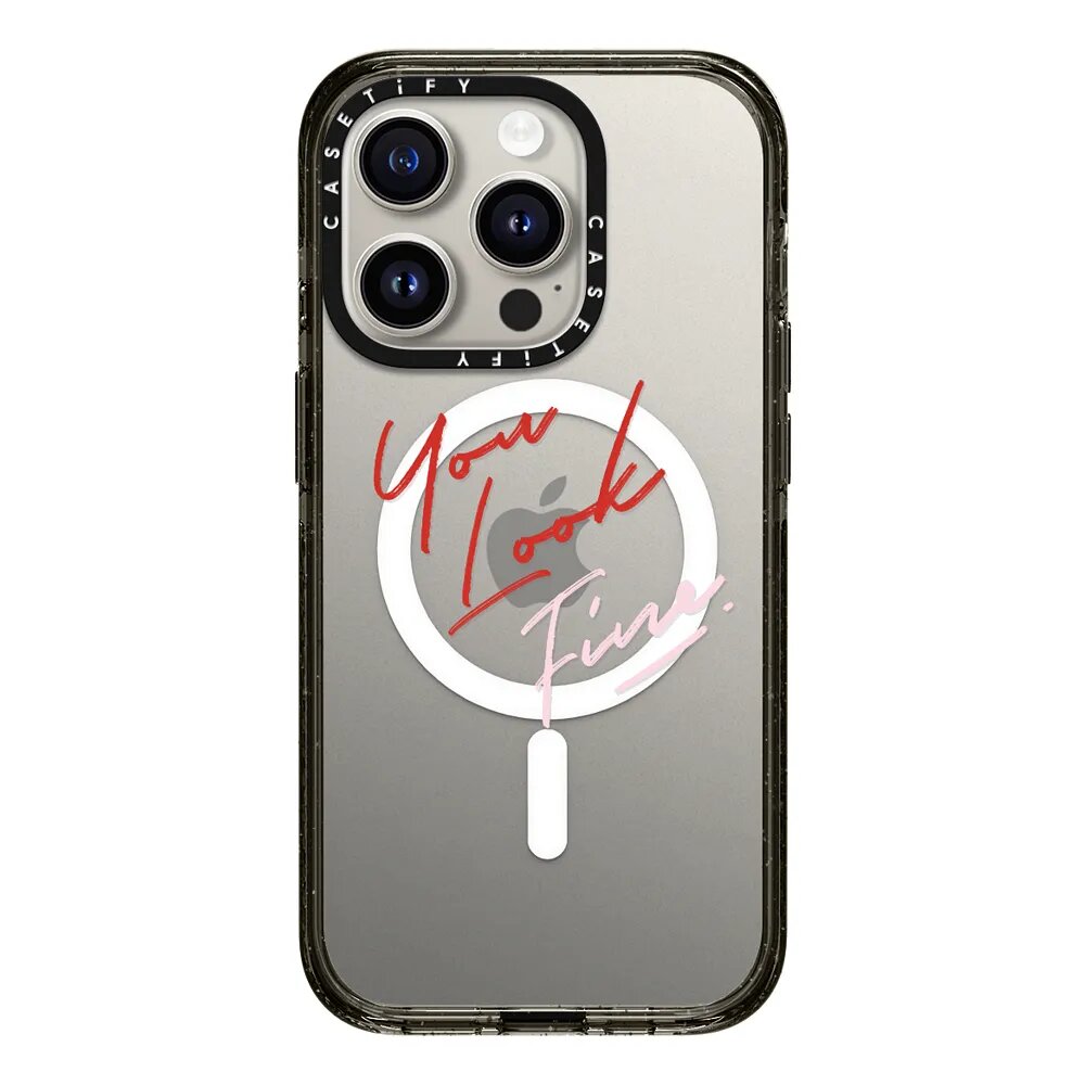 CASETiFY Magsafe Impact Case for iPhone 15/15 Plus/15 Pro/15 Pro Max - You Look Fine Clear Matte Black