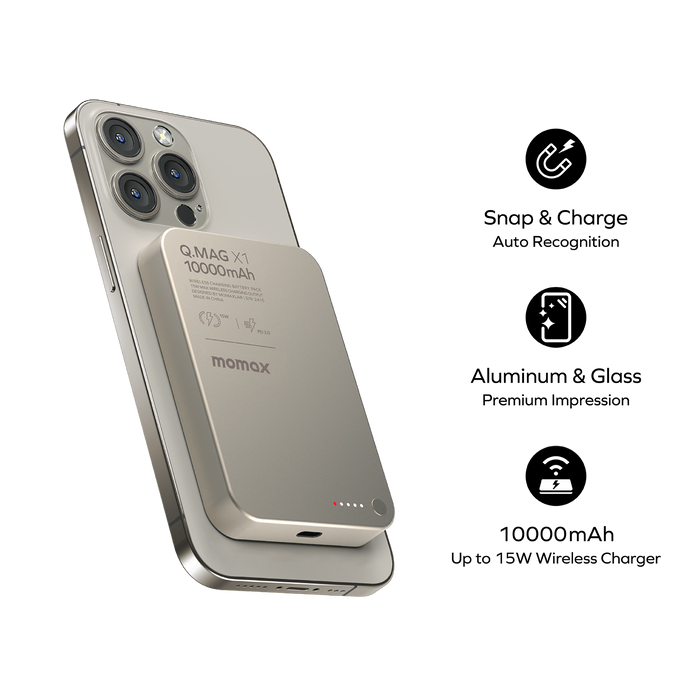 [CCC Certified] Momax [IP117A] Q.MAG X1 15W Magnetic Wireless Powerbank 10,000mAh