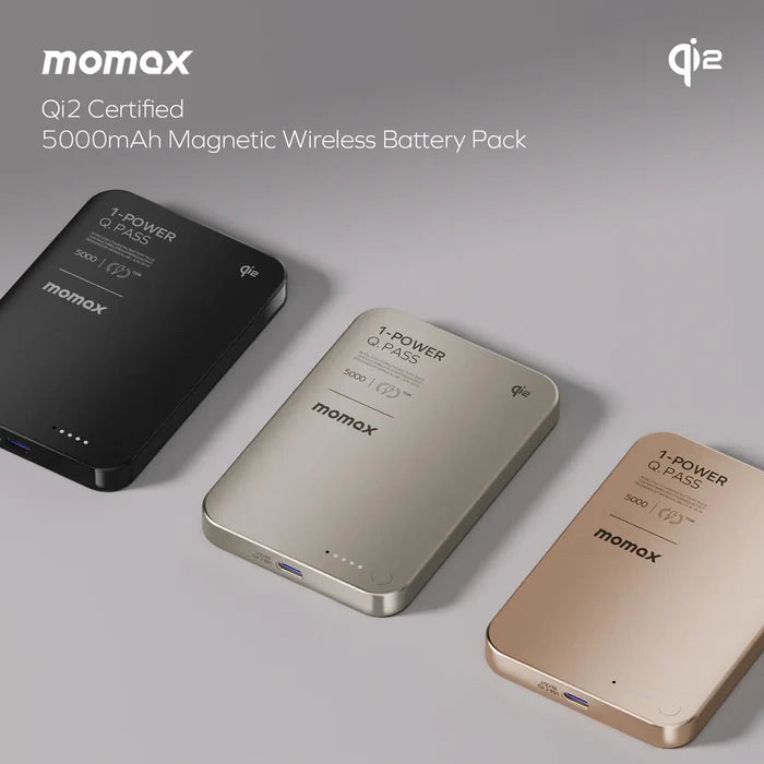 [CCC Certified] Momax IP129 1-Power Q.Pass 5000mAh Qi2 Magnetic Wireless Battery Pack