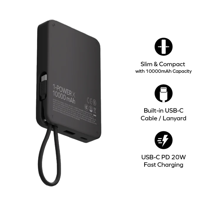 [CCC Certified] Momax IP152 1-Power X Powerbank 10000mAh with Built-in USB-C Cable