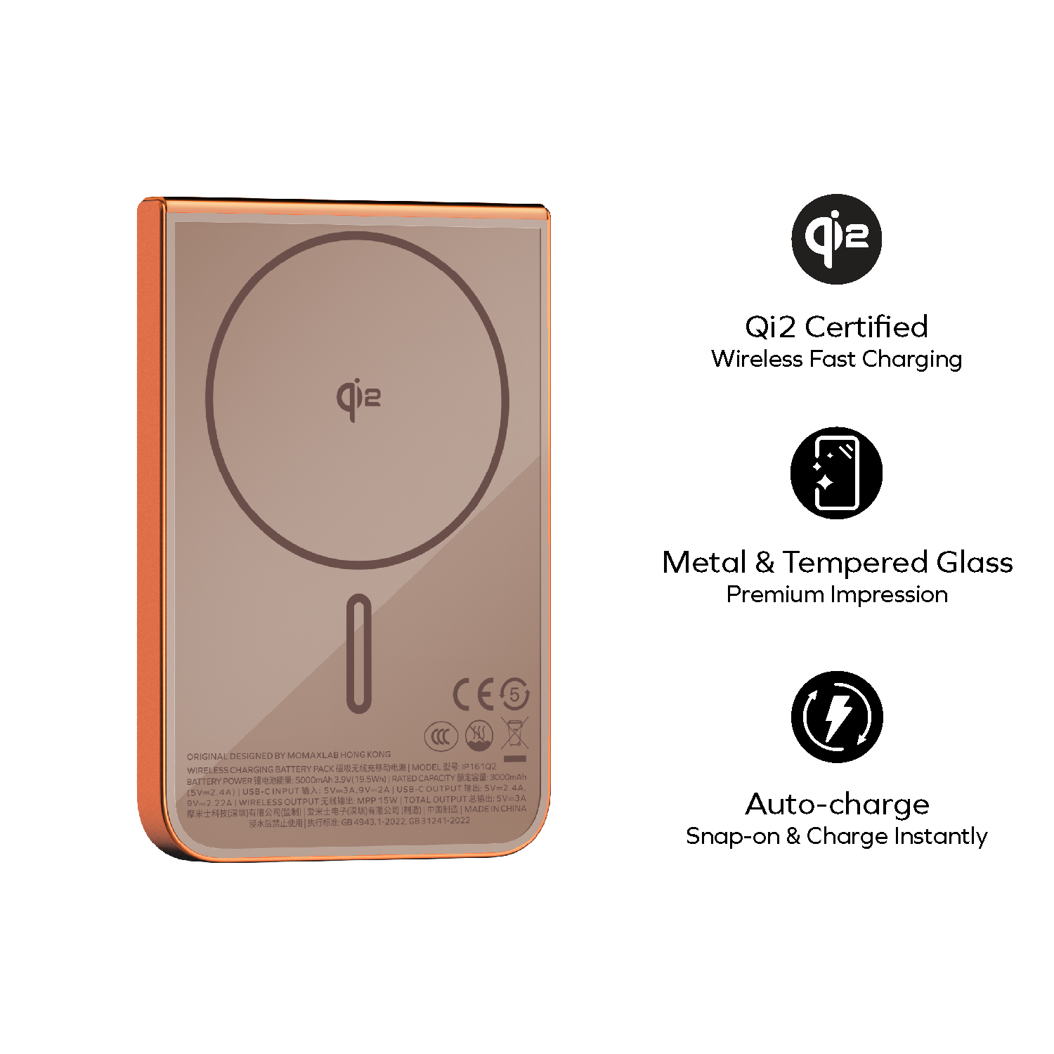 [CCC Certified] Momax IP161 Qi2 5000mAh Magnetic Wireless Powerbank | 8.6mm Ultra Slim