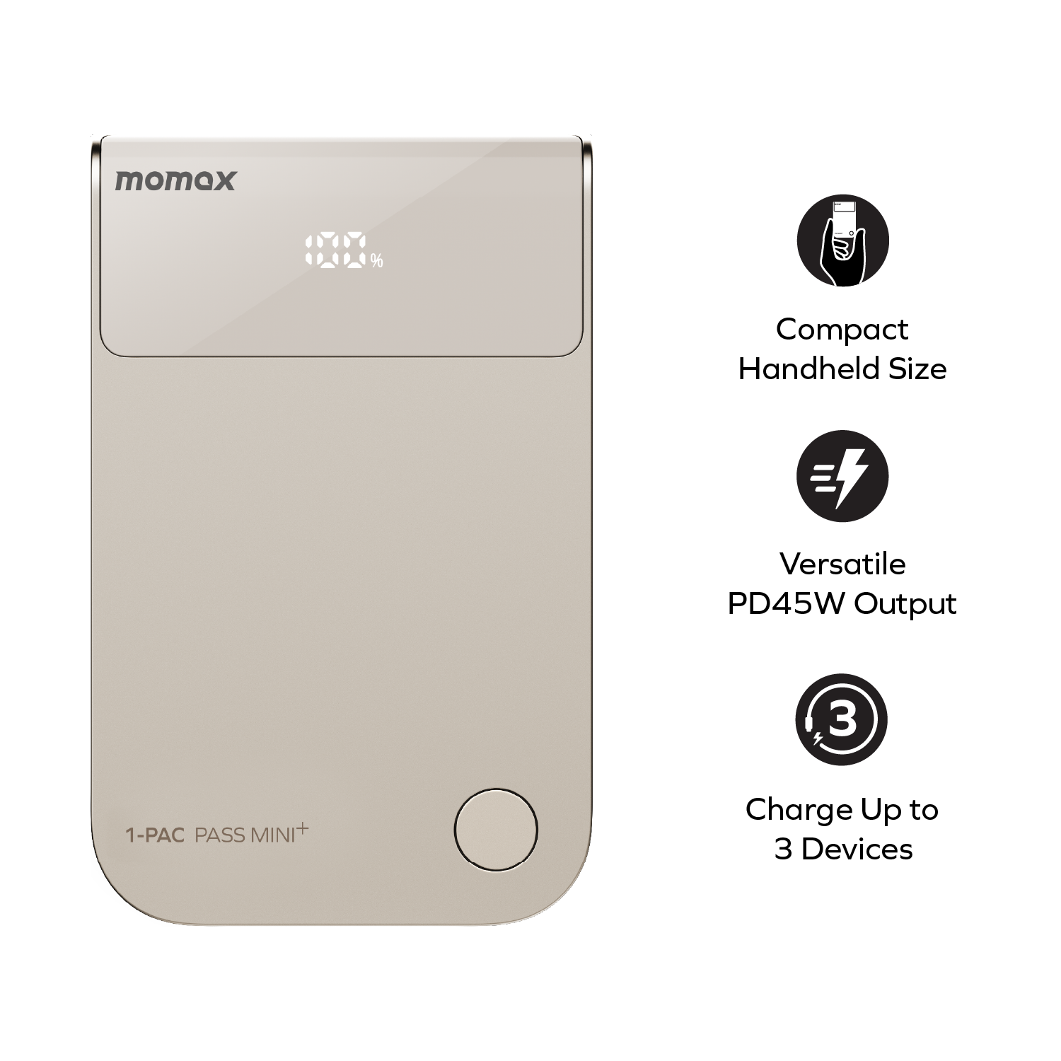 [CCC Certified] Momax [IP171] 1-PAC Pass Mini+ 10000mAh 2in1 Power Bank With Built-in Retractable Cable