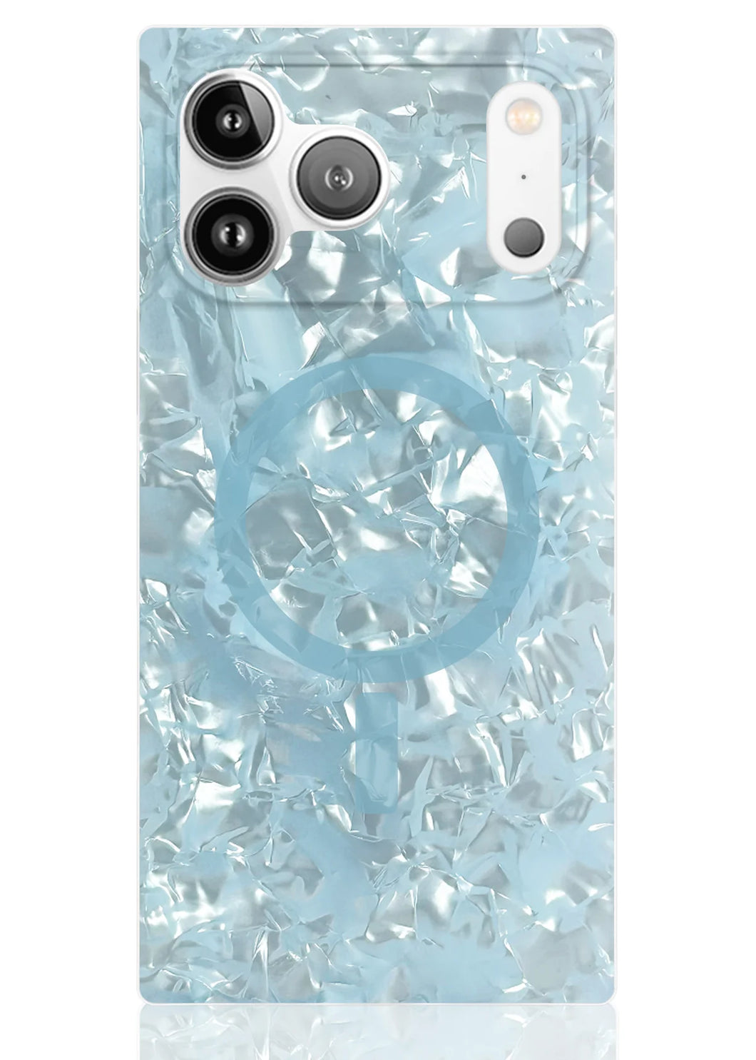 Flaunt iPhone 17 Pro Max SQUARE MagSafe Case - Icy Blue Faux Pearl