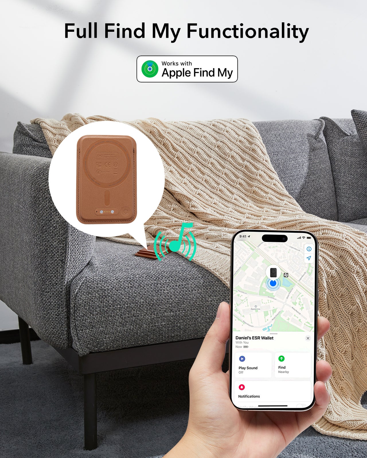 ESR Halolock Geo Wallet Boost works Apple Find My