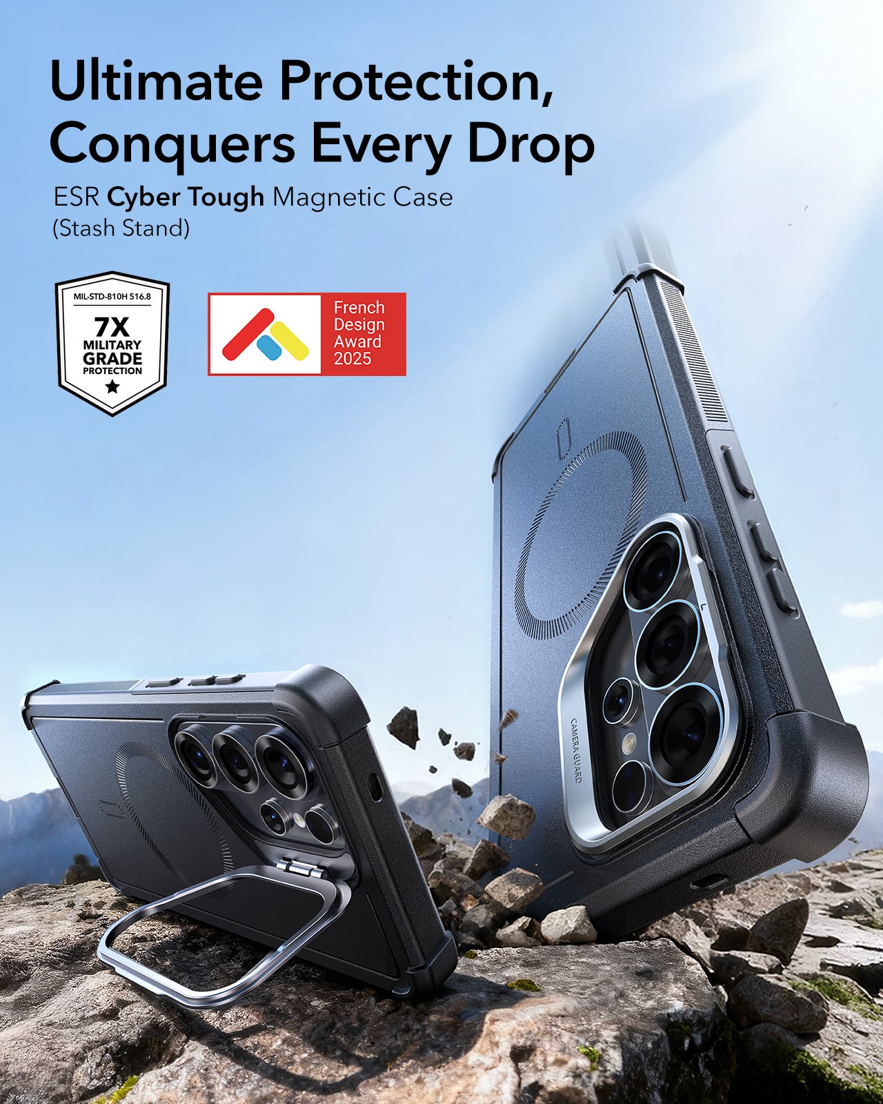 ESR Samsung Galaxy S26 Ultra Cyber Tough MagSafe Case with Stash Stand(HaloLock)