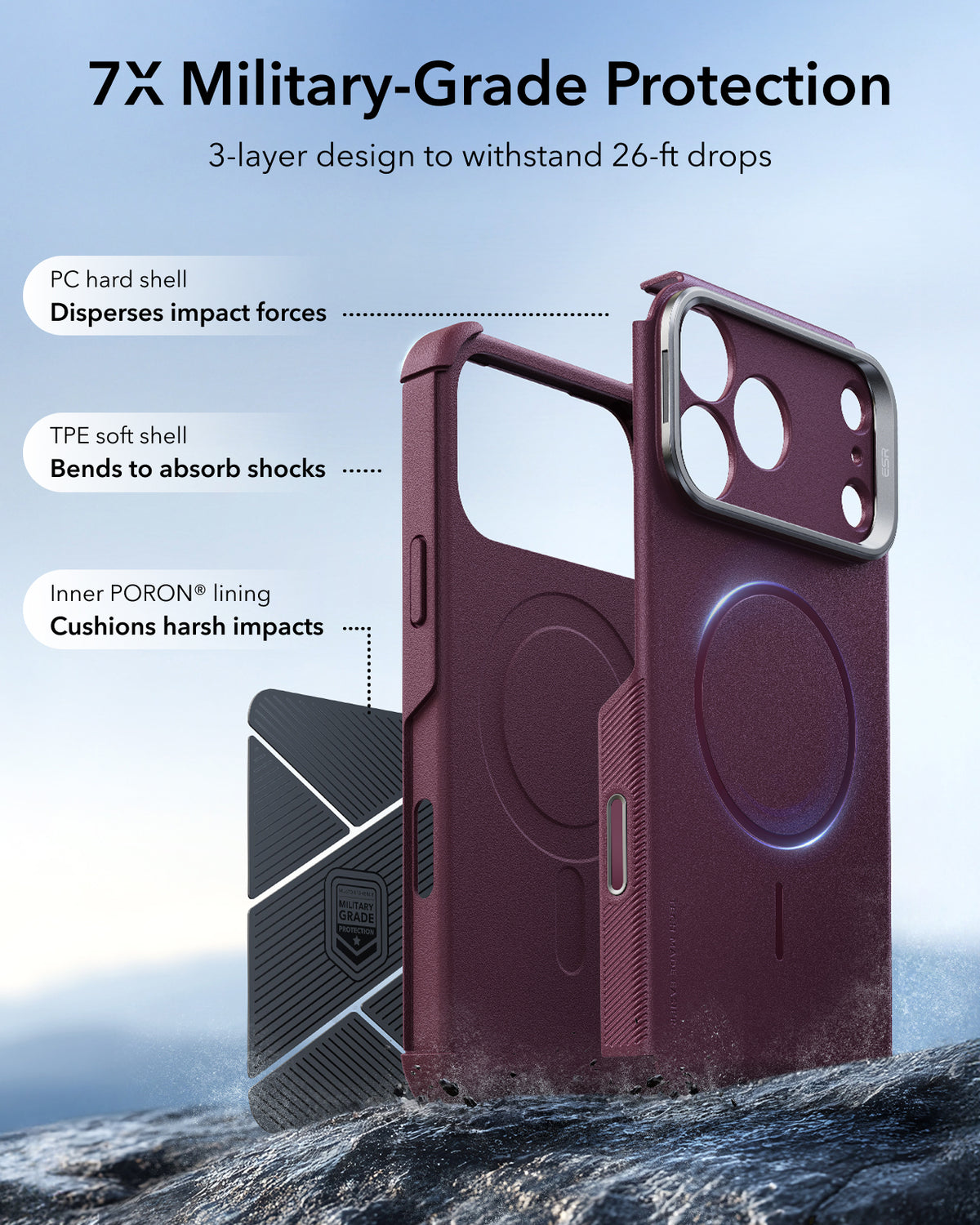 ESR iPhone 18 / 17 Pro / Pro Max Cyber Tough MagSafe Case with Stash Stand (Camera Control)