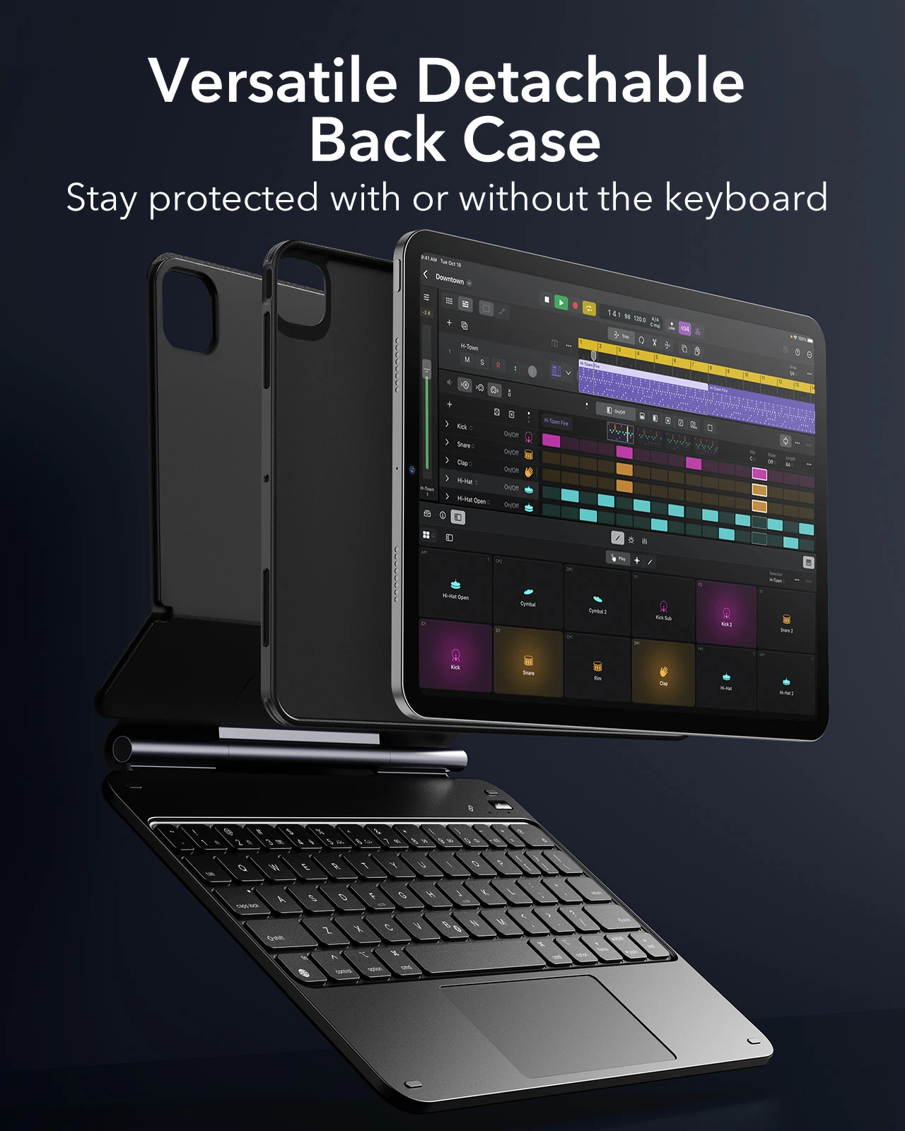 ESR iPad Air 11 (24/25), iPad Air 13 (24/25), Pro 11 (2024), Pro 13 (2024) Rebound Magnetic Keyboard Case 360