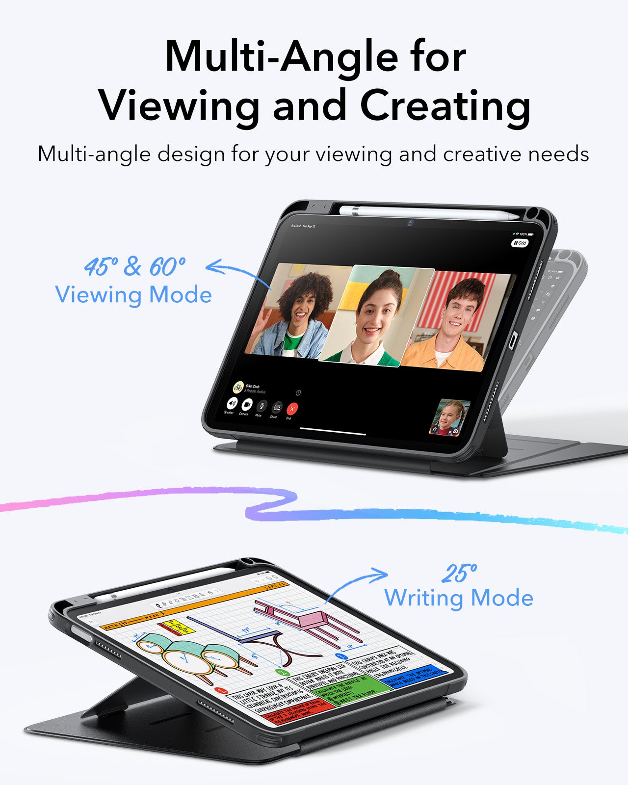 ESR iPad Air 11" (2024/2025) & iPad Air 5/4 Flip Hybrid Case with Pencil Holder