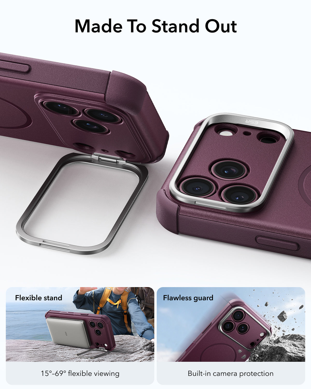 ESR iPhone 18 / 17 Pro / Pro Max Cyber Tough MagSafe Case with Stash Stand (Camera Control)