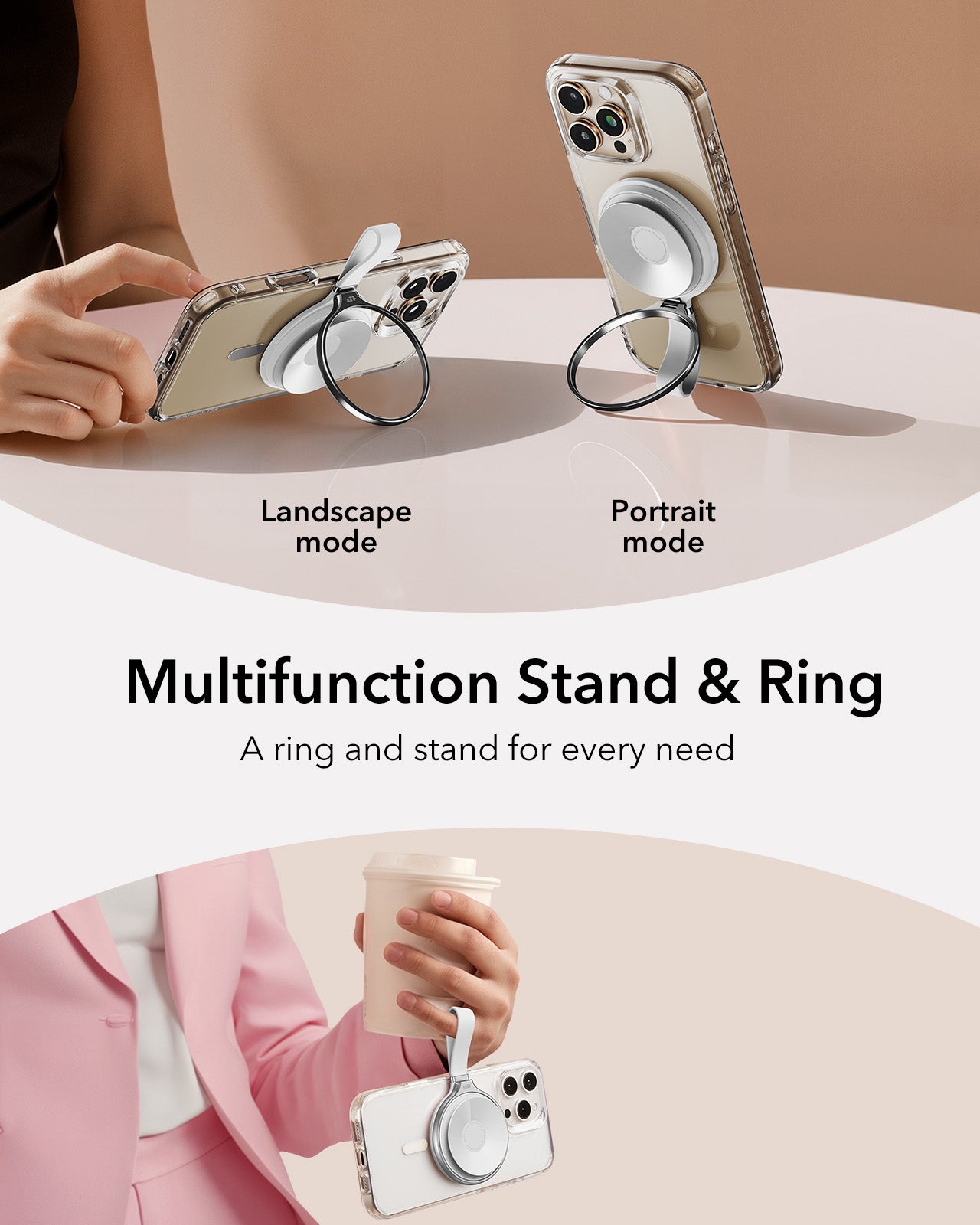 ESR HaloLock Suction Cup Phone Mount with Ring Stand