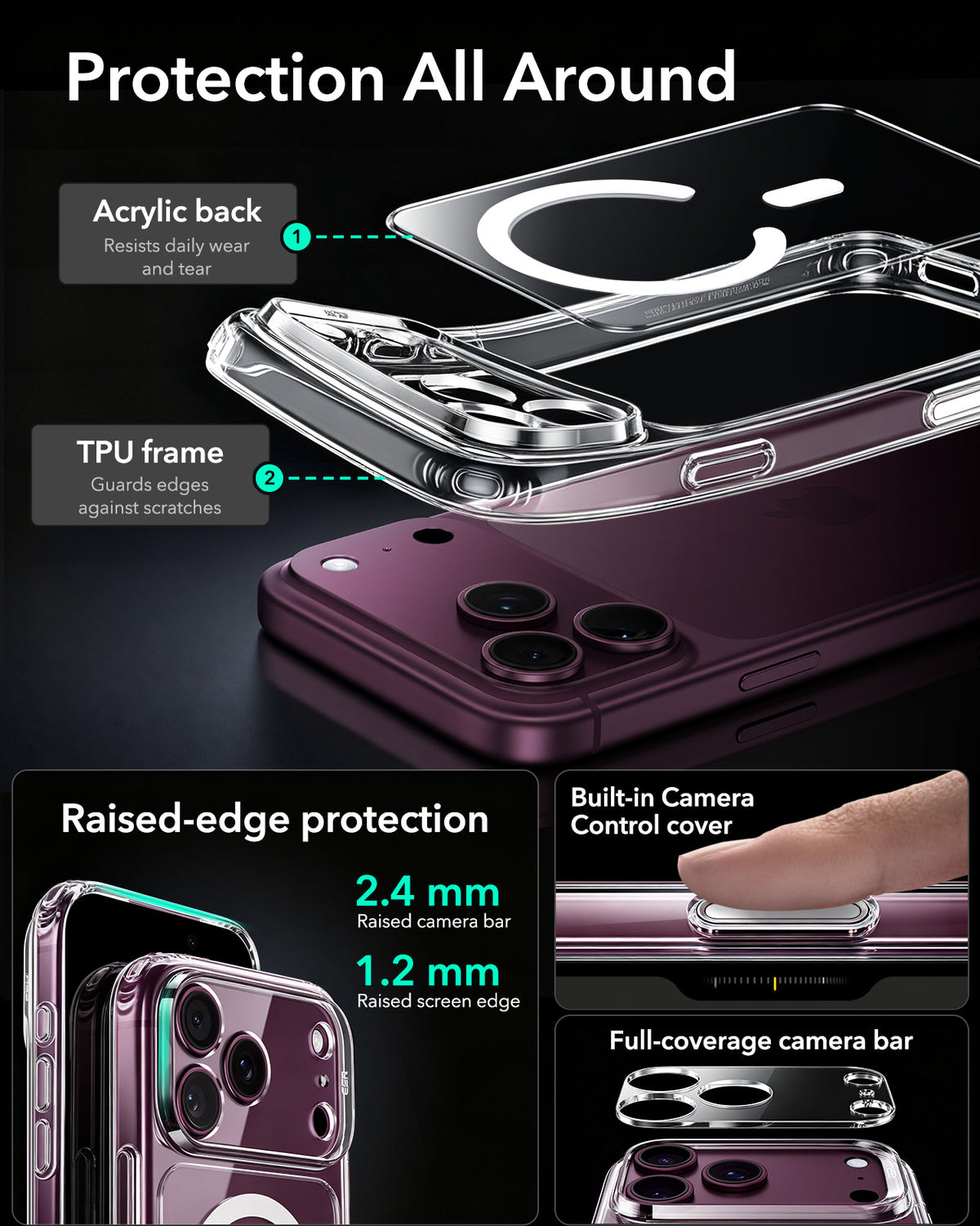 ESR iPhone 18 / 17 Pro / Pro Max Classic Hybrid Magsafe Case (Camera Control)